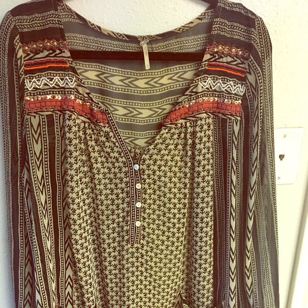 Free People Long Sleeve Sheer Tunic